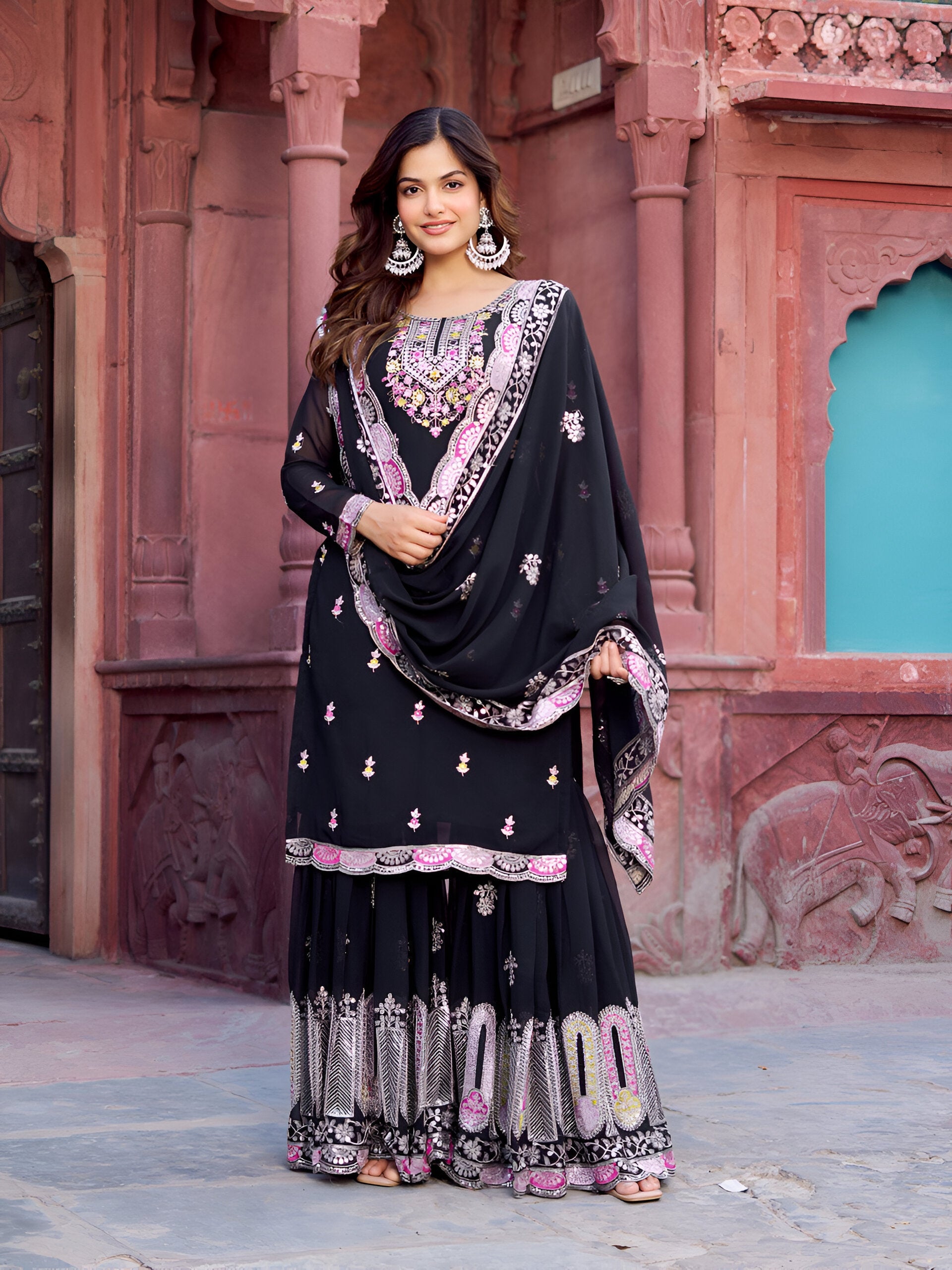 Lehenga Mart Designer Sharara Suit for women - Black | Grocsy