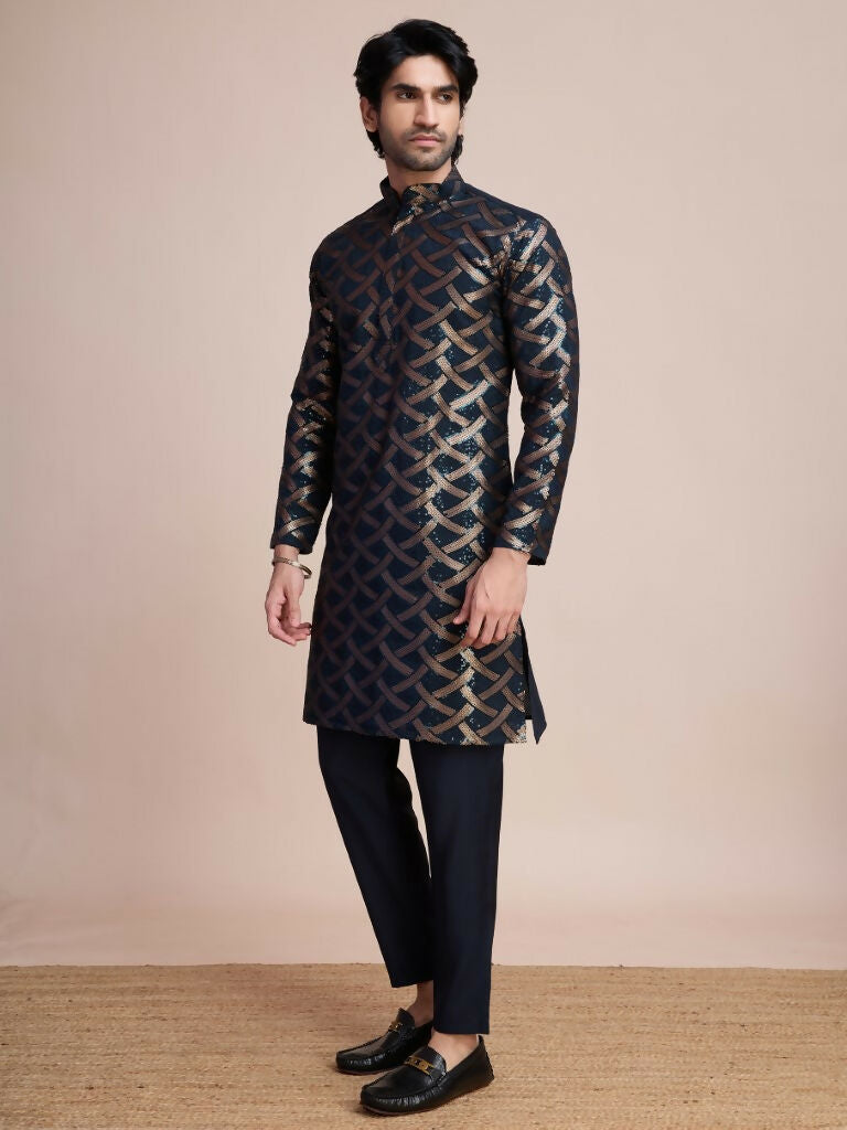 Vastranavya Traditional Festival Wear Pure Silk Thread & Sequence Embroidered Work Kurta | Grocsy