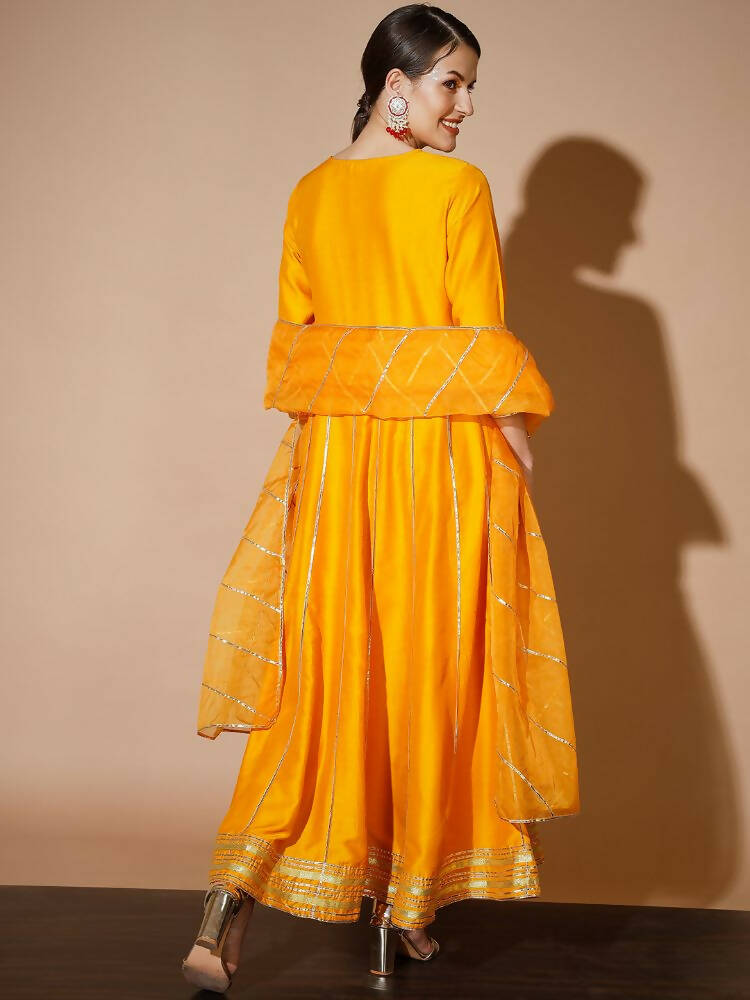 Myshka Women Mustard Solid Kurta & With Dupatta | Grocsy