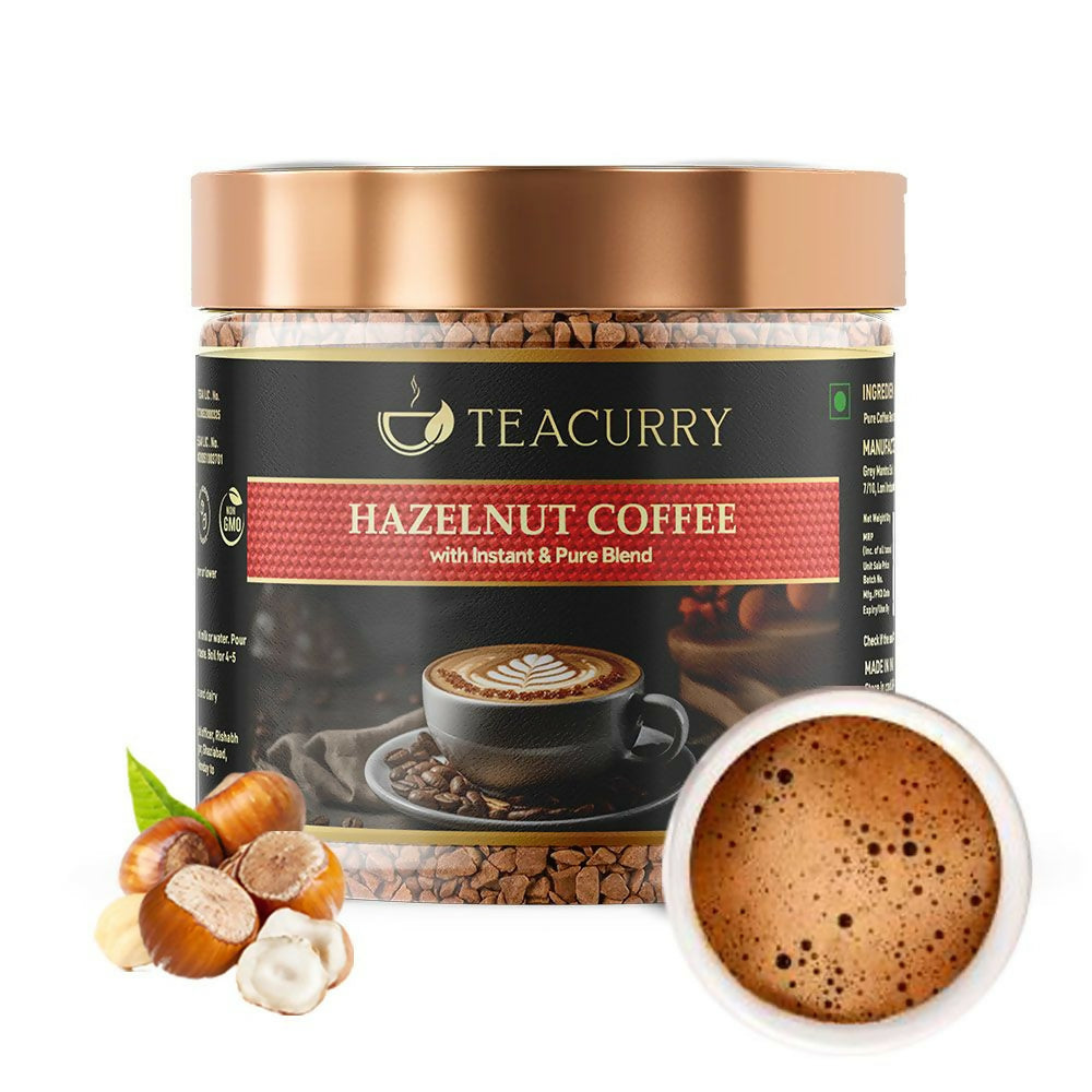 Teacurry Hazelnut Instant Coffee Powder - Arabica Freeze Dried Coffee for Instant Hot & Cold Coffee | Grocsy