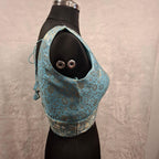 Kia Fashions Blue Banarasi With Gold & Silver Weave Readymade Blouse | Grocsy