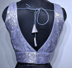 Kia Fashions Mauve Benarsi With Gold & Silver Weave Readymade Blouse | Grocsy
