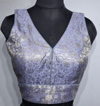 Kia Fashions Mauve Benarsi With Gold & Silver Weave Readymade Blouse | Grocsy