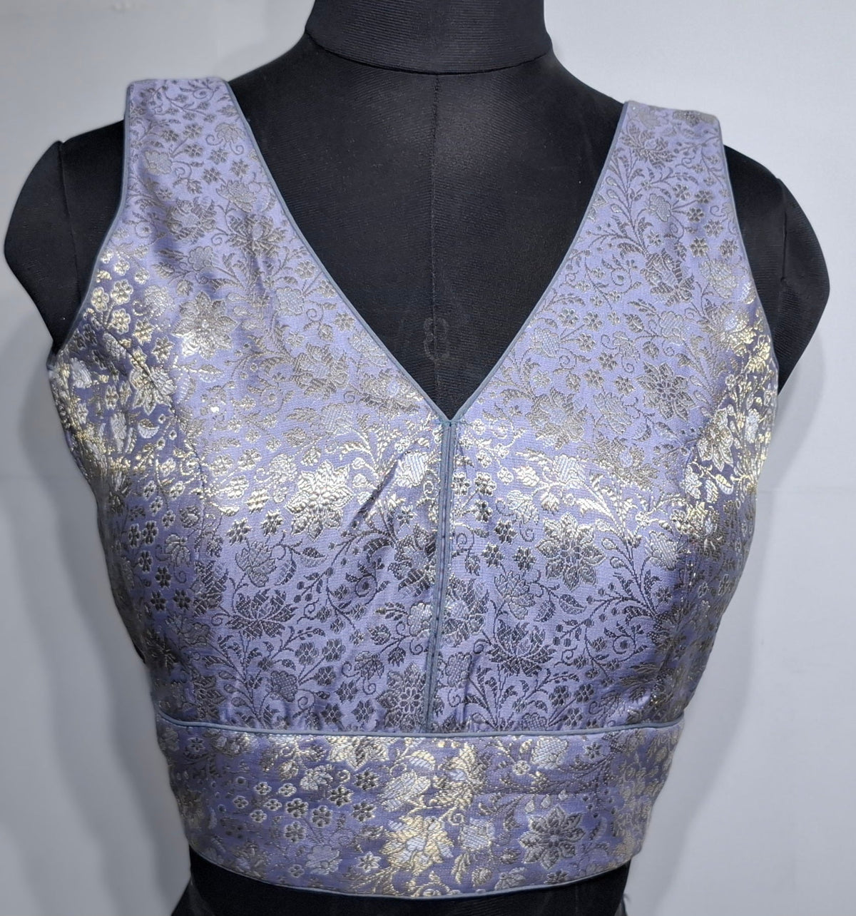 Kia Fashions Mauve Benarsi With Gold & Silver Weave Readymade Blouse | Grocsy
