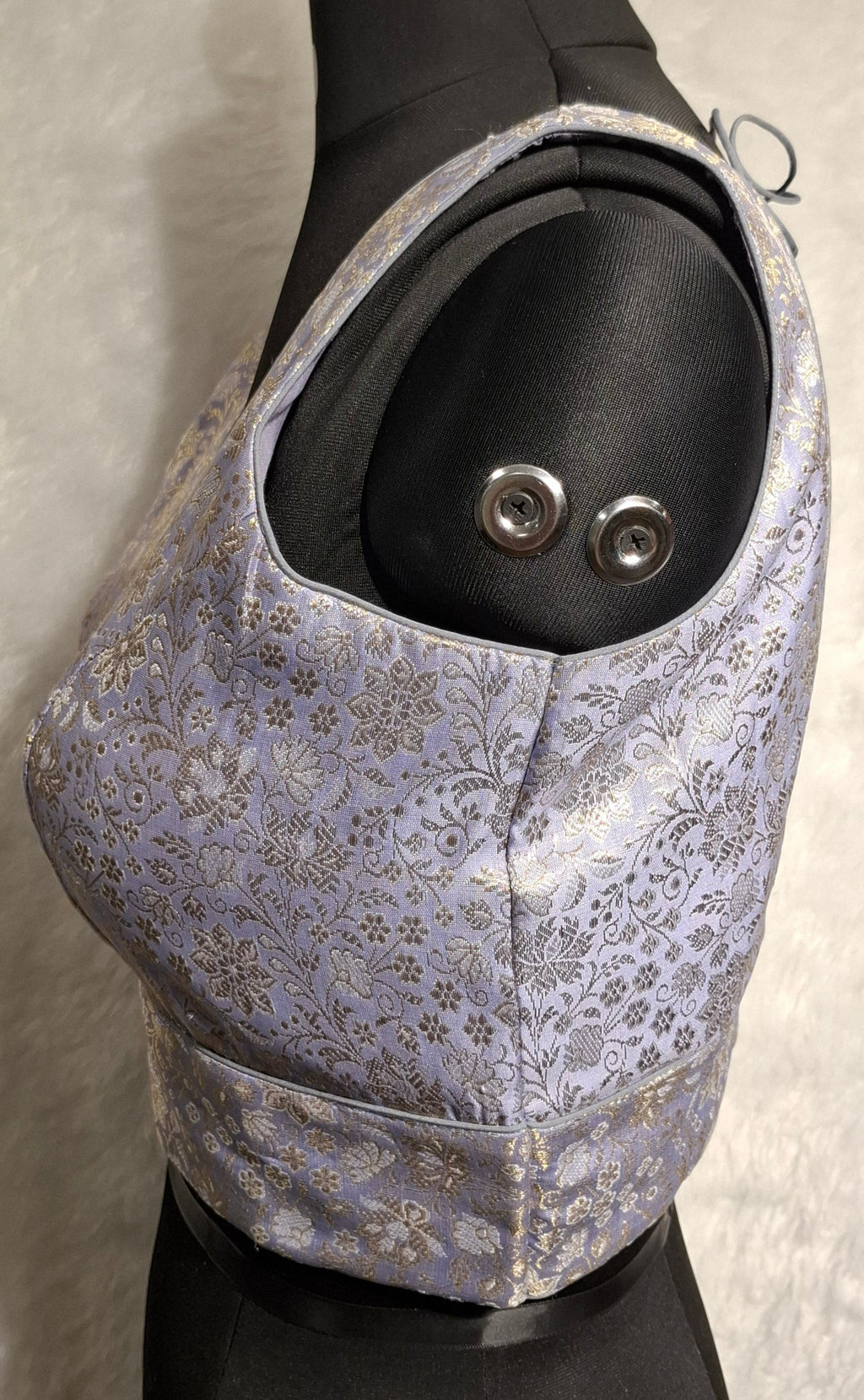 Kia Fashions Mauve Benarsi With Gold & Silver Weave Readymade Blouse | Grocsy