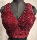 Kia Fashions Maroon Terry Shine Fabric Readymade Blouse | Grocsy