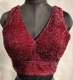 Kia Fashions Maroon Terry Shine Fabric Readymade Blouse | Grocsy