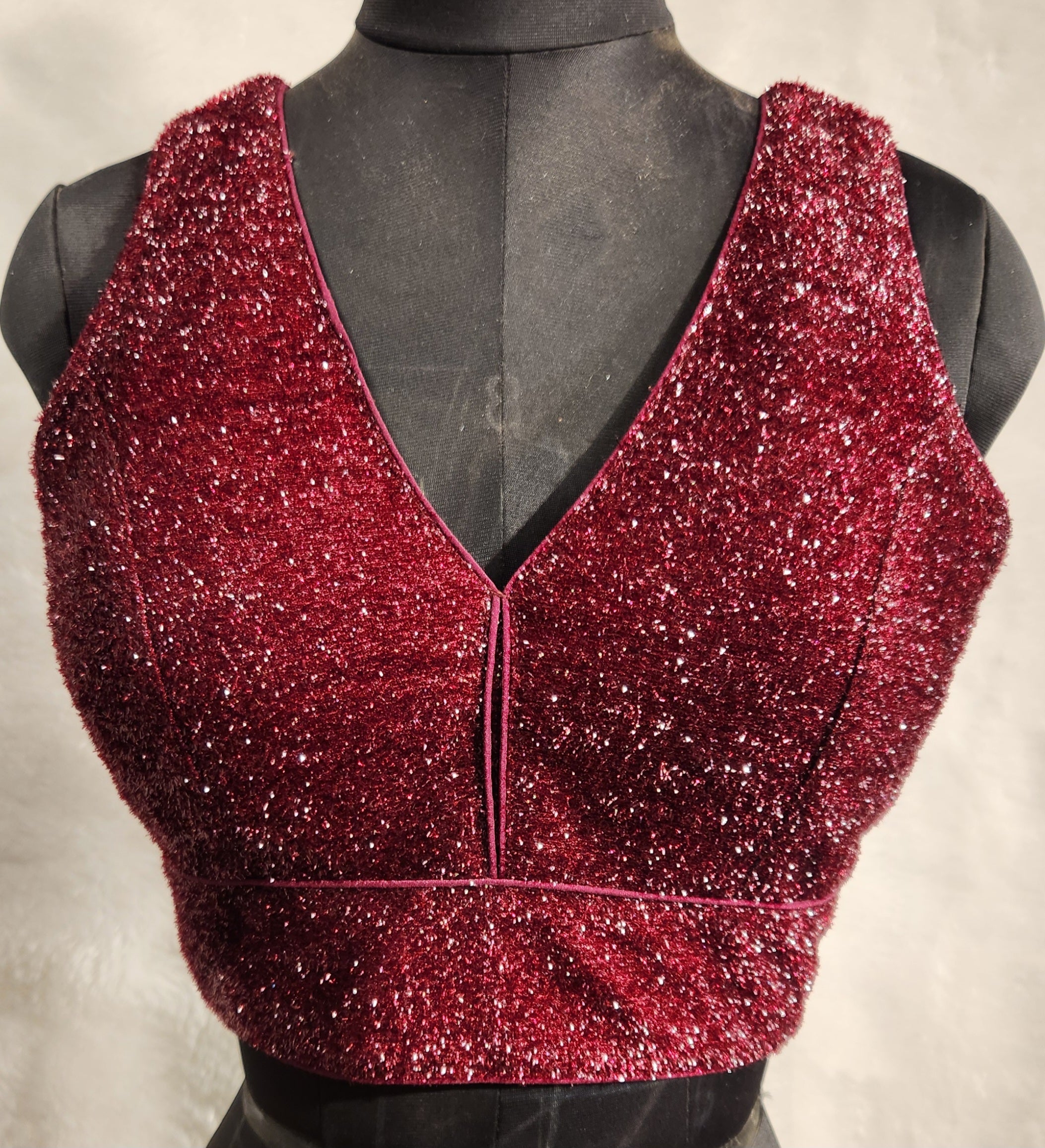 Kia Fashions Maroon Terry Shine Fabric Readymade Blouse | Grocsy