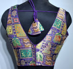 Kia Fashions Purple Jacquard Weave Multi Color Weave Readymade Blouse | Grocsy