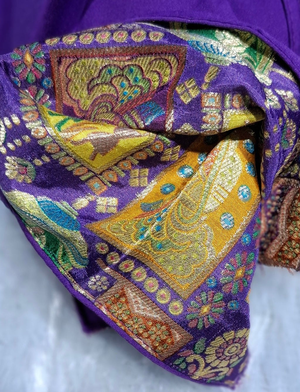 Kia Fashions Purple Jacquard Weave Multi Color Weave Readymade Blouse | Grocsy