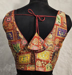 Kia Fashions Rust Jacquard Weave Multi Color Weave Readymade Blouse | Grocsy