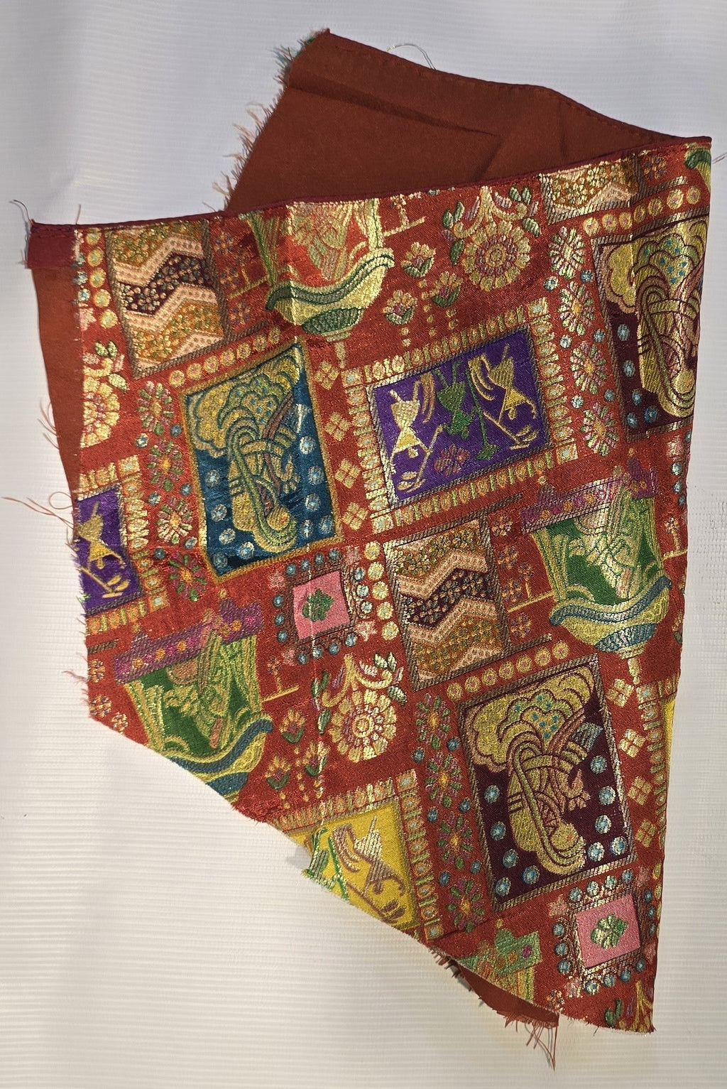 Kia Fashions Rust Jacquard Weave Multi Color Weave Readymade Blouse | Grocsy