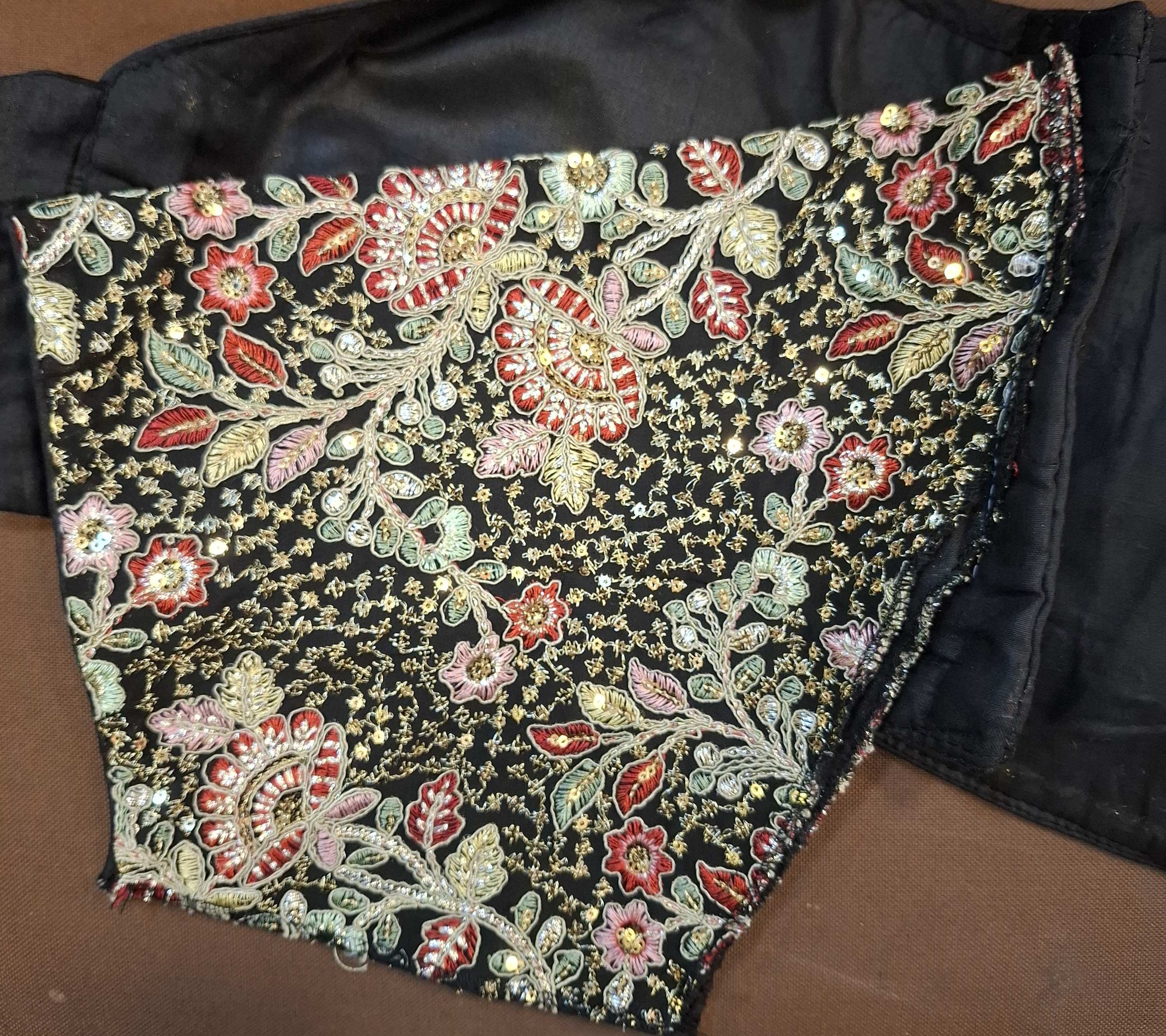 Kia Fashions Black Georgette Multi Color Emb & Sqn Readymade Blouse | Grocsy