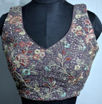 Kia Fashions Dusty Mauve Georgette Multi Color Emb & Sqn Readymade Blouse | Grocsy