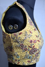 Kia Fashions Eggyolk Yellow Georgette Multi Color Emb & Sqn Readymade Blouse | Grocsy