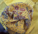 Kia Fashions Eggyolk Yellow Georgette Multi Color Emb & Sqn Readymade Blouse | Grocsy