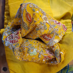 Kia Fashions Mustard Yellow Georgette Multi Color Emb & Sqn Readymade Blouse | Grocsy