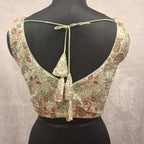 Kia Fashions Pistachio Green Georgette Multi Color Emb & Sqn Readymade Blouse | Grocsy