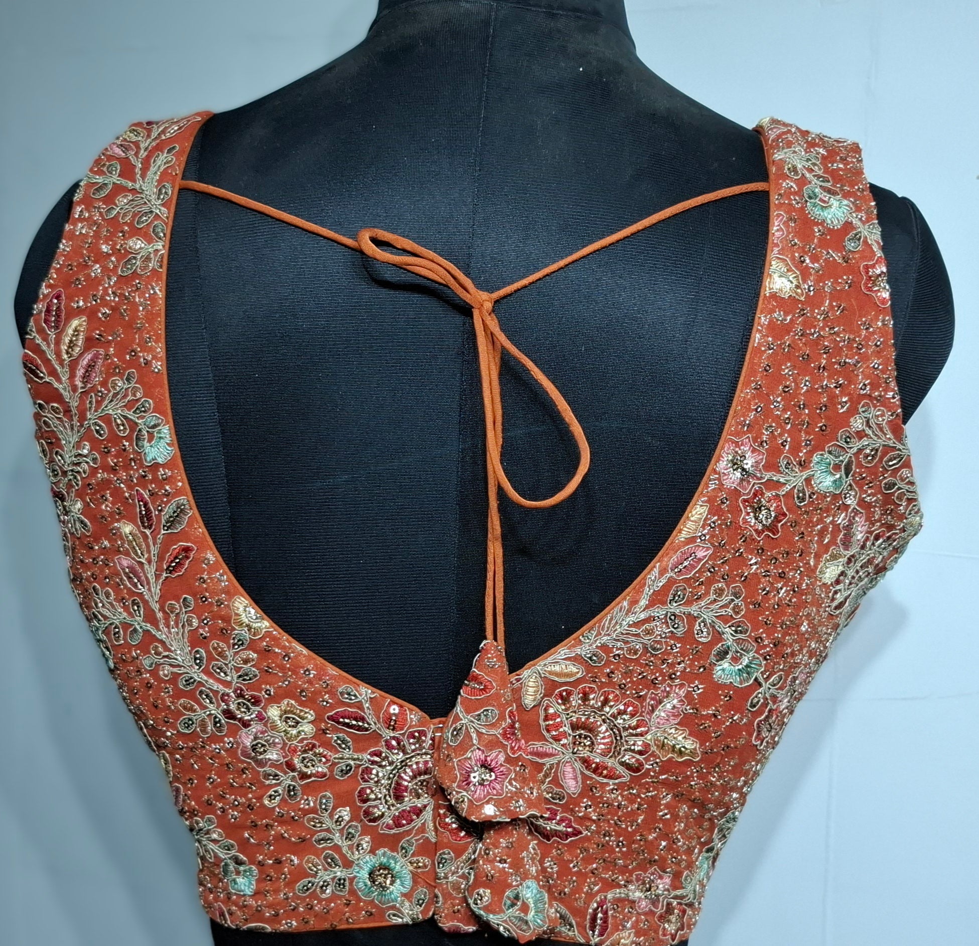 Kia Fashions Rust Georgette Multi Color Emb & Sqn Readymade Blouse | Grocsy