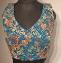 Kia Fashions Turquoise Blue Georgette Multi Color Emb & Sqn Readymade Blouse | Grocsy