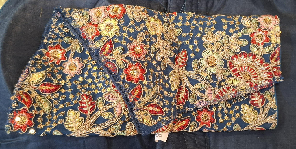 Kia Fashions Teal Blue Georgette Multi Color Emb & Sqn Readymade Blouse | Grocsy