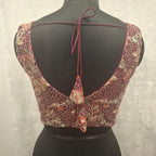 Kia Fashions Wine Georgette Multi Color Emb & Sqn Readymade Blouse | Grocsy