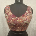 Kia Fashions Wine Georgette Multi Color Emb & Sqn Readymade Blouse | Grocsy