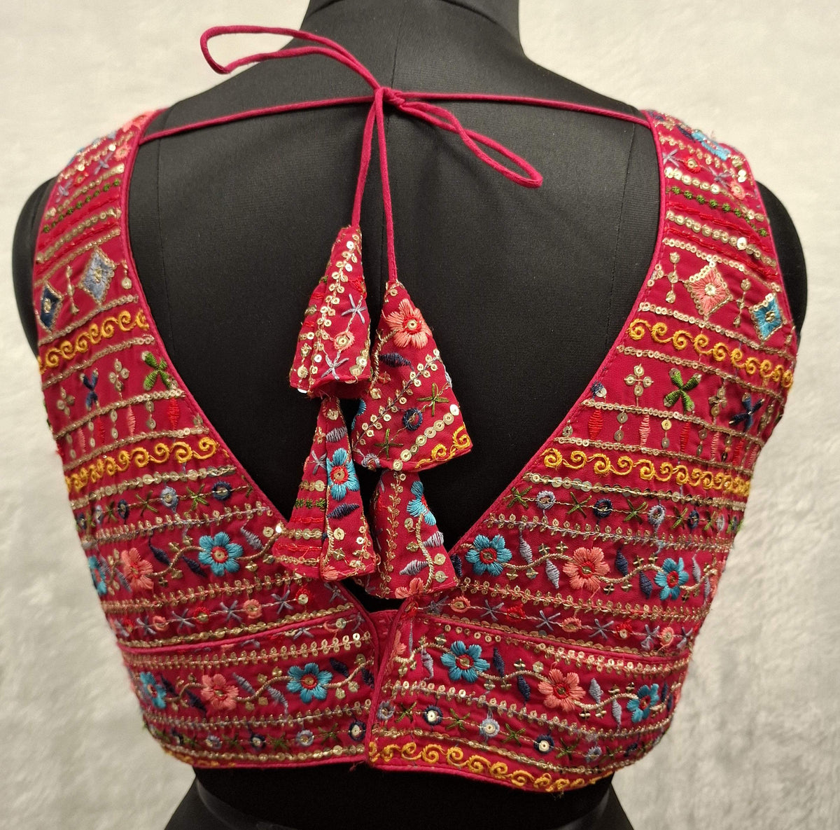 Kia Fashions Hot Pink Multi Color Embroidered Readymade Blouse | Grocsy