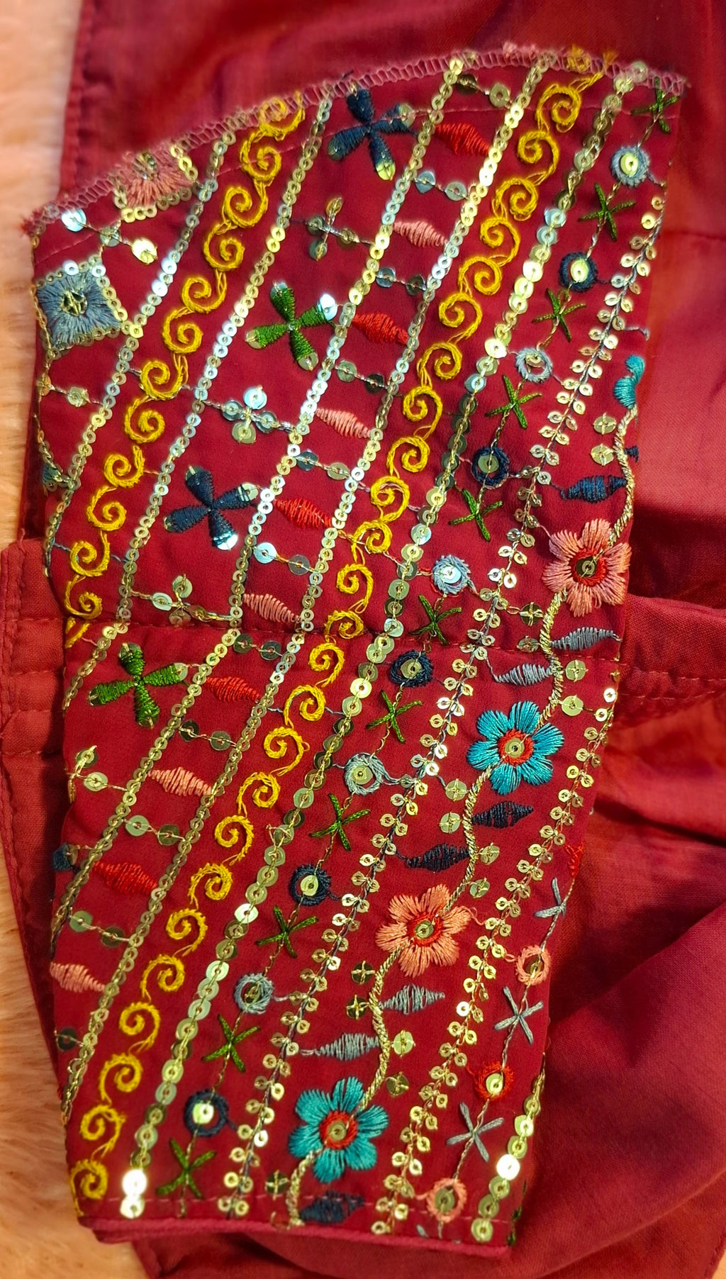 Kia Fashions Hot Pink Multi Color Embroidered Readymade Blouse | Grocsy