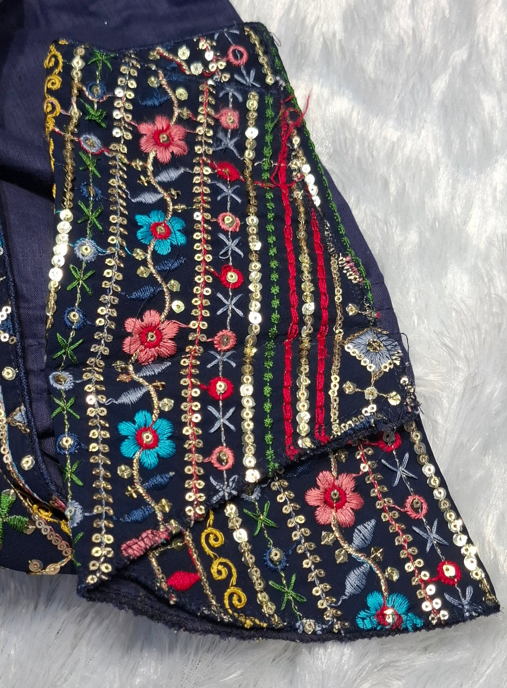 Kia Fashions Navy Blue Multi Color Embroidered Readymade Blouse | Grocsy