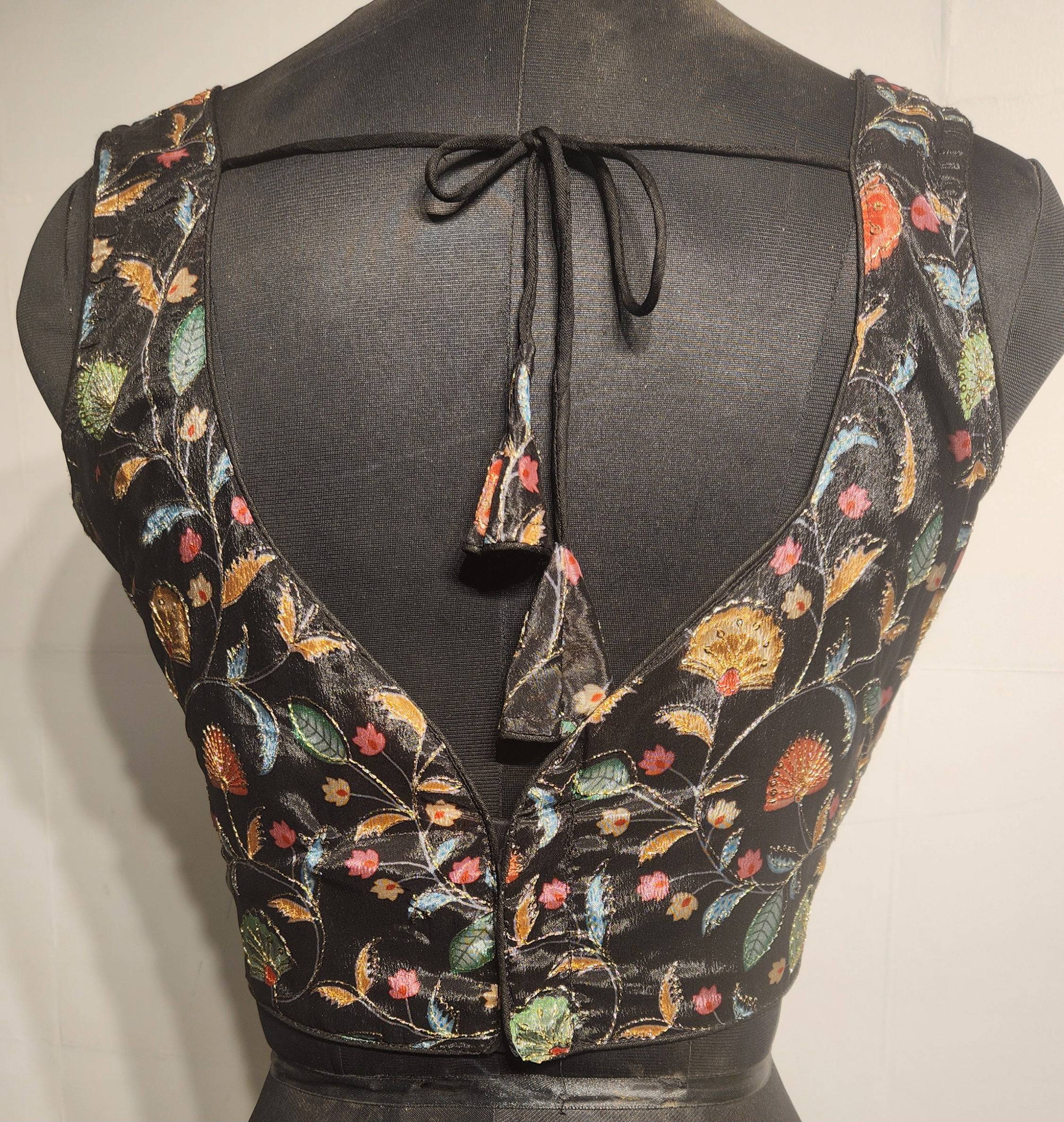 Kia Fashions Black Sequins & Zari Embroidered Readymade Blouse | Grocsy