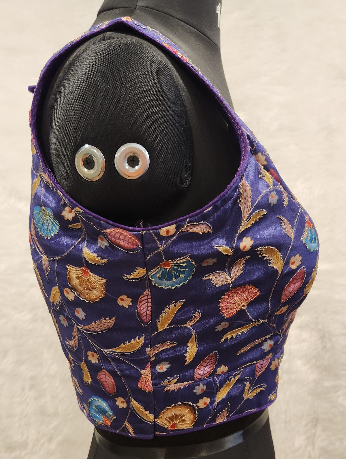 Kia Fashions Purple - Eggplant Sequins & Zari Embroidered Readymade Blouse | Grocsy
