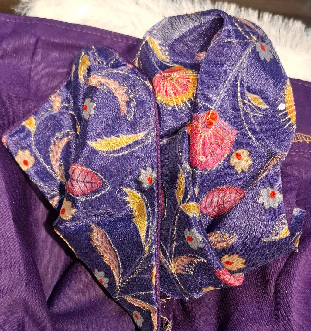 Kia Fashions Purple - Eggplant Sequins & Zari Embroidered Readymade Blouse | Grocsy