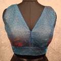 Kia Fashions Blue Red Dual Tone Glitter Fabric Readymade Blouse | Grocsy