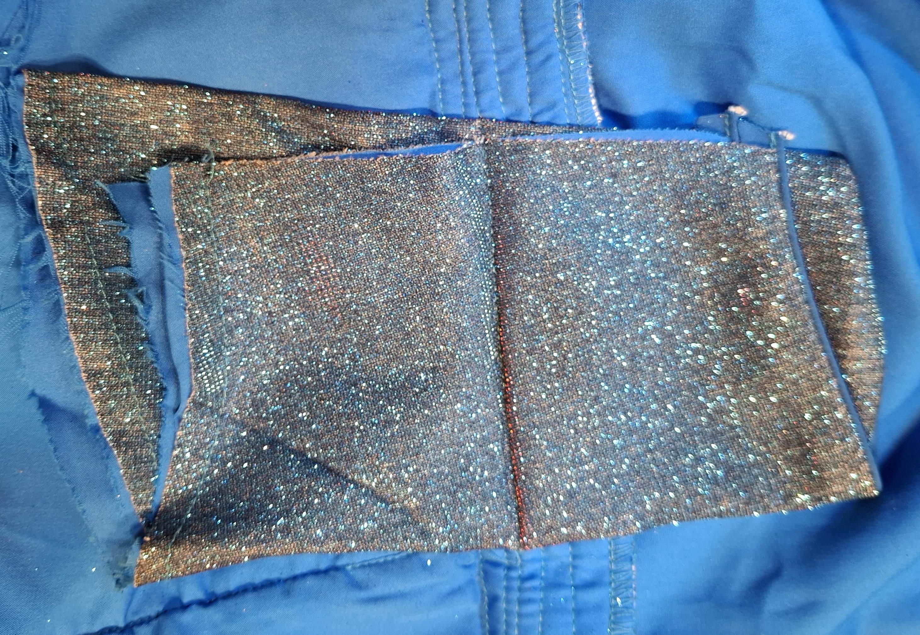 Kia Fashions Blue Red Dual Tone Glitter Fabric Readymade Blouse | Grocsy
