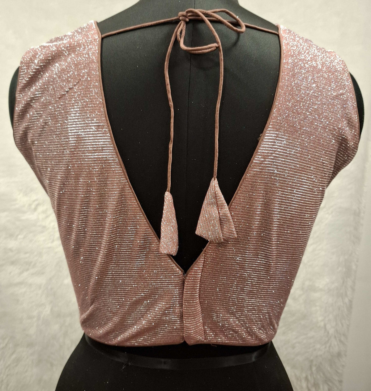 Kia Fashions Dusty Pink Dual Tone Glitter Fabric Readymade Blouse | Grocsy