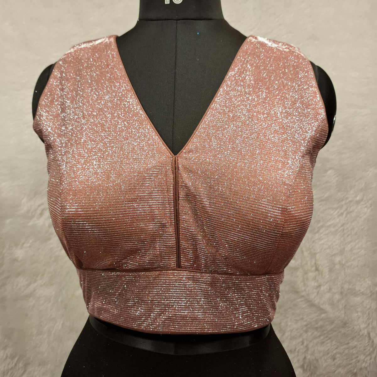 Kia Fashions Dusty Pink Dual Tone Glitter Fabric Readymade Blouse | Grocsy