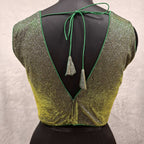 Kia Fashions Green Golden Dual Tone Glitter Fabric Readymade Blouse | Grocsy