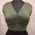 Kia Fashions Green Golden Dual Tone Glitter Fabric Readymade Blouse | Grocsy