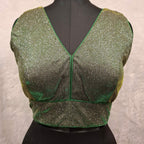Kia Fashions Green Golden Dual Tone Glitter Fabric Readymade Blouse | Grocsy