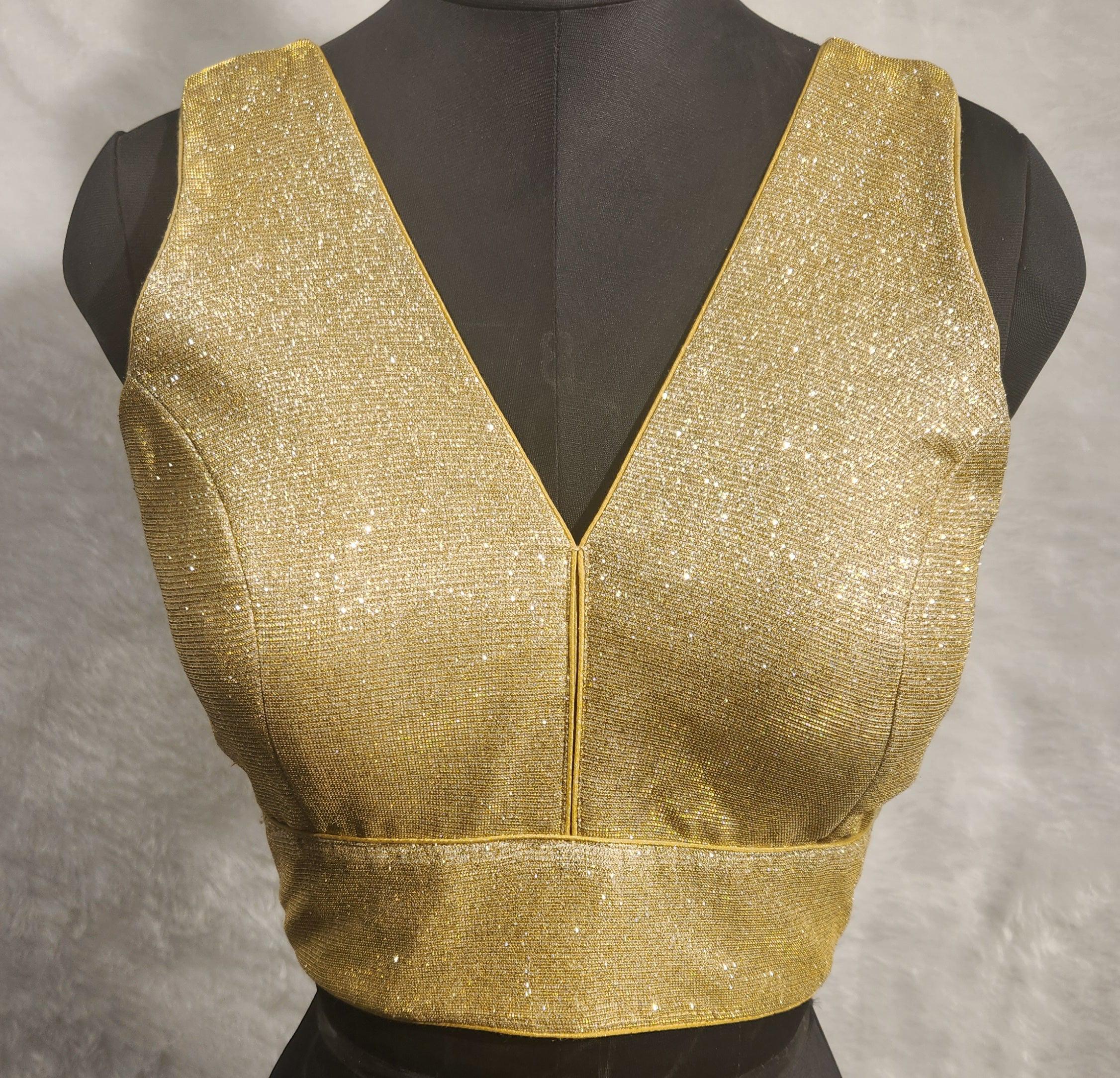 Kia Fashions Gold Lustre Dual Tone Glitter Fabric Readymade Blouse | Grocsy
