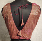 Kia Fashions Maroon Golden Dual Tone Glitter Fabric Readymade Blouse | Grocsy