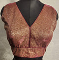 Kia Fashions Maroon Golden Dual Tone Glitter Fabric Readymade Blouse | Grocsy