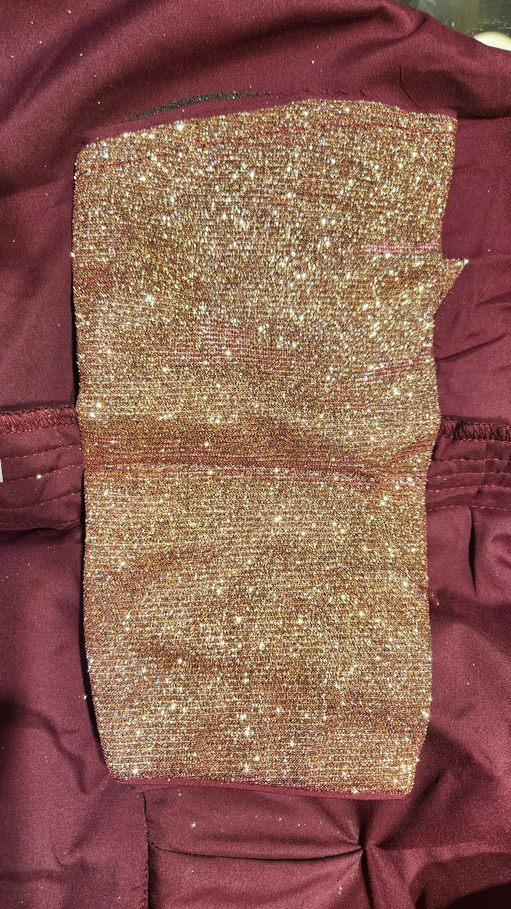 Kia Fashions Maroon Golden Dual Tone Glitter Fabric Readymade Blouse | Grocsy