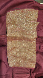 Kia Fashions Maroon Golden Dual Tone Glitter Fabric Readymade Blouse | Grocsy