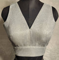 Kia Fashions Silver Shimmer Dual Tone Glitter Fabric Readymade Blouse | Grocsy