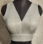 Kia Fashions Silver Shimmer Dual Tone Glitter Fabric Readymade Blouse | Grocsy