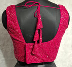 Kia Fashions Hot Pink All Over Golden Sequins Readymade Blouse | Grocsy