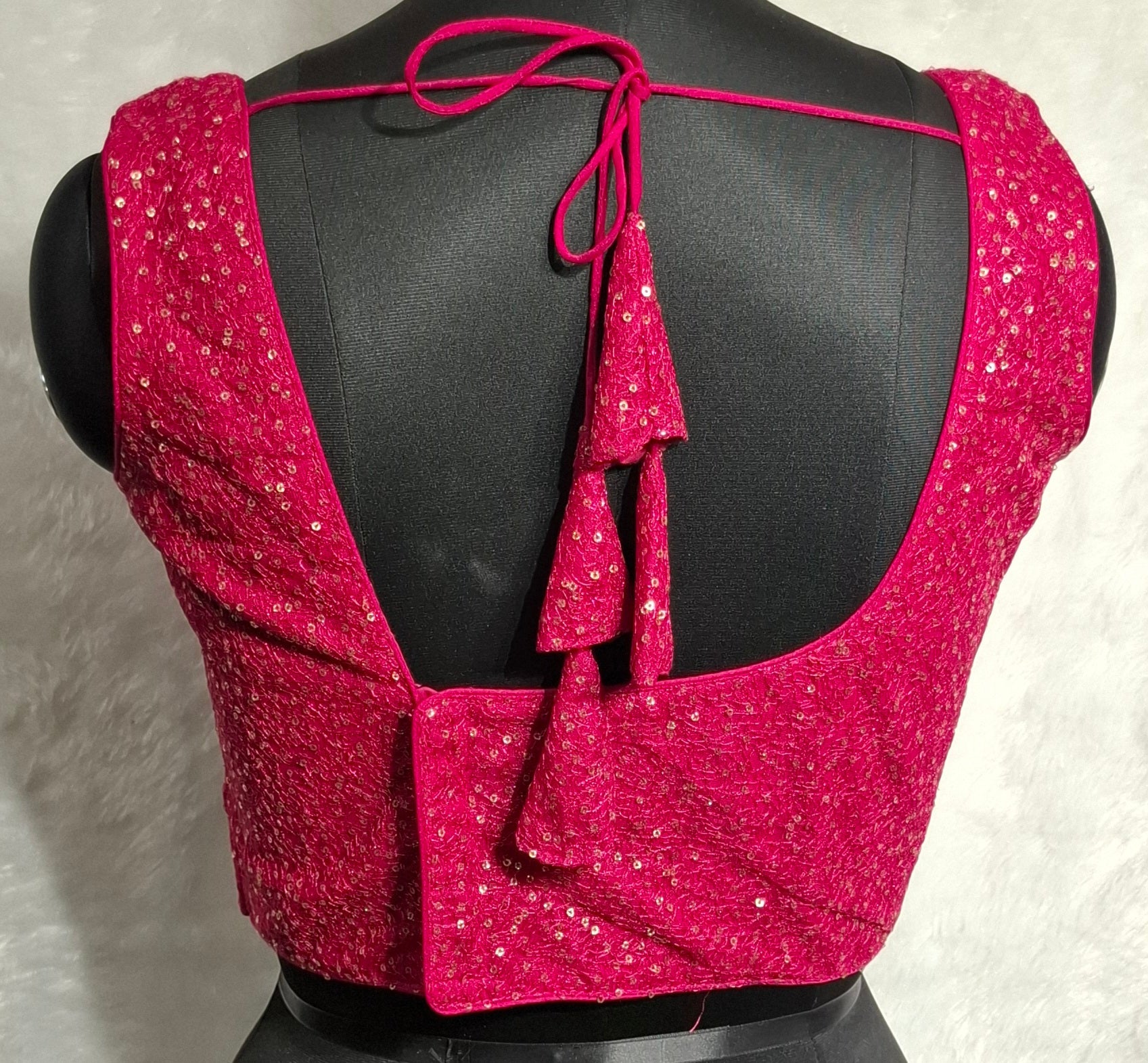 Kia Fashions Hot Pink All Over Golden Sequins Readymade Blouse | Grocsy