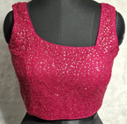 Kia Fashions Hot Pink All Over Golden Sequins Readymade Blouse | Grocsy
